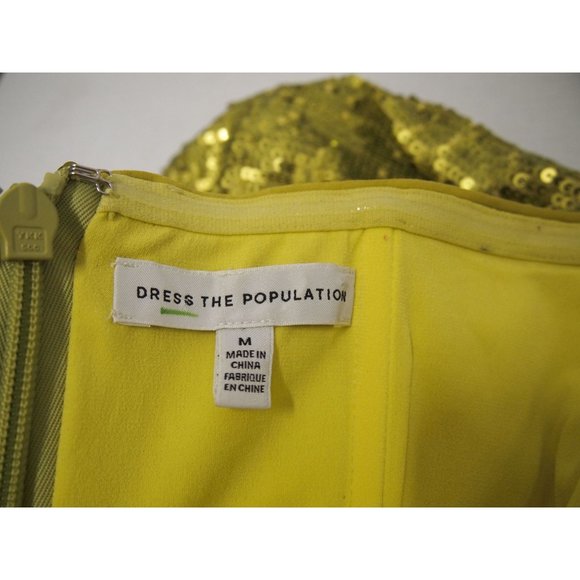 Dress the Population Womens Lemongrass M Sequin Green Strapless Mini Bodycon Era - Picture 9 of 12